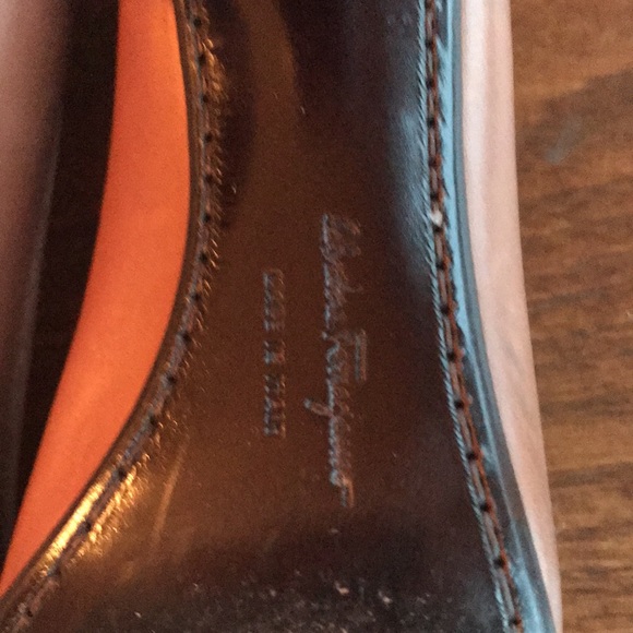 Salvatore Ferragamo horsebit mid brown leather block heeled loafers EUC - Picture 8 of 10